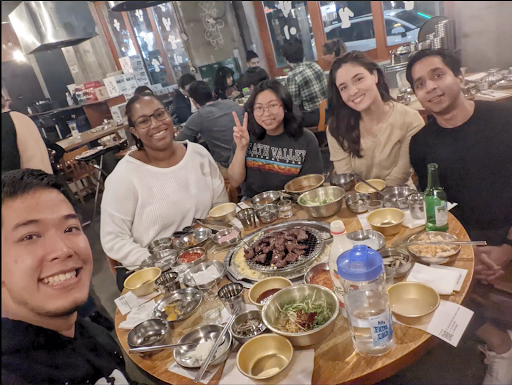 EFMP Committee members having a Korean BBQ dinner.